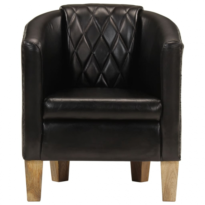 Clubsessel Schwarz Echtleder