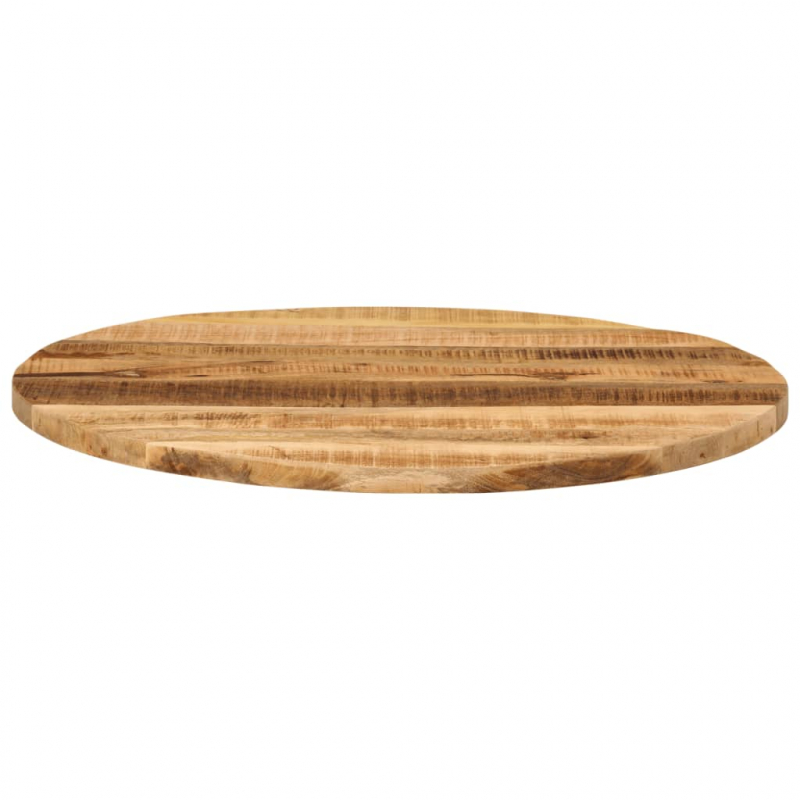 Tischplatte Ø 80x1,5 cm Rund Raues Massives Mangoholz