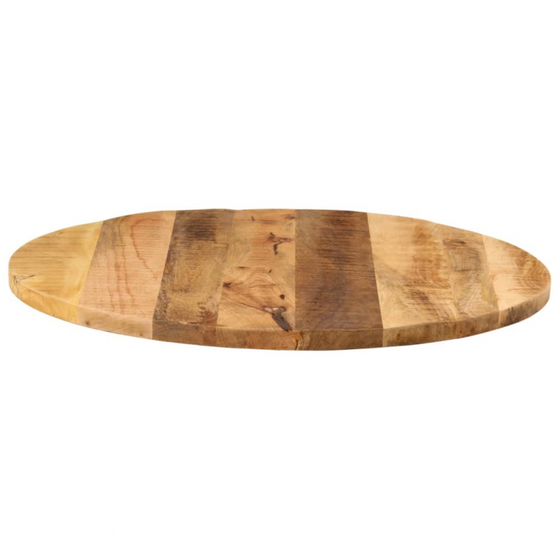 Tischplatte Ø 80x2,5 cm Rund Raues Massives Mangoholz