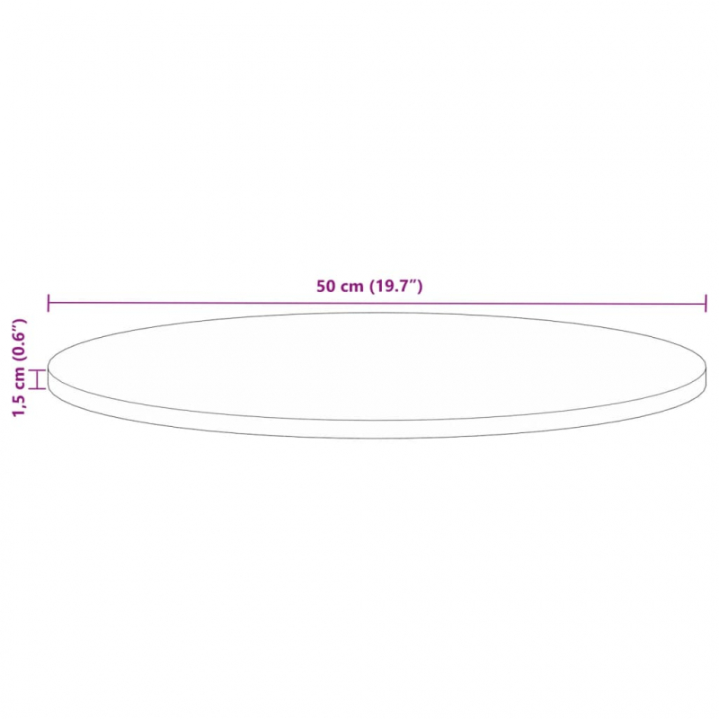 Tischplatte Ø 50x1,5 cm Rund Altholz Massiv