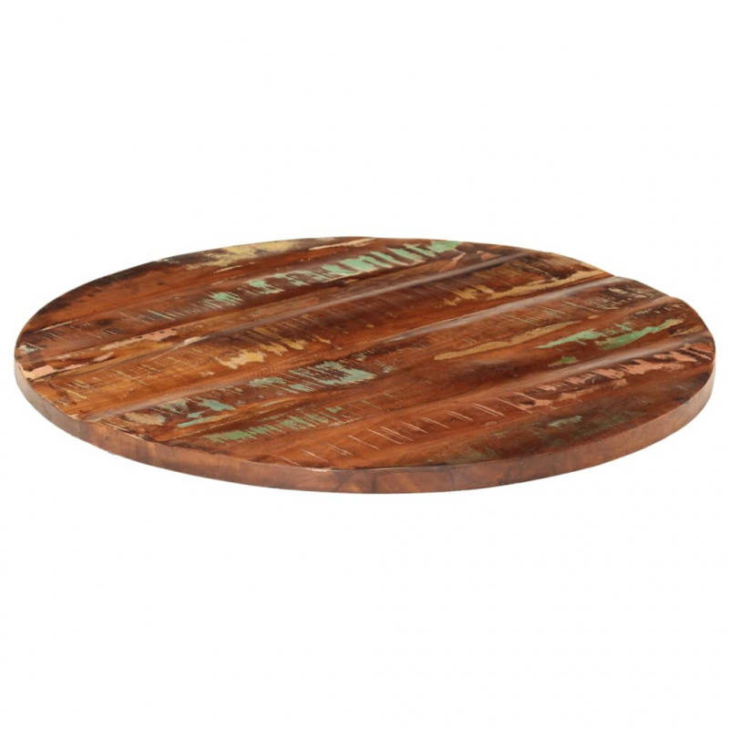 Tischplatte Ø 70x1,5 cm Rund Altholz Massiv