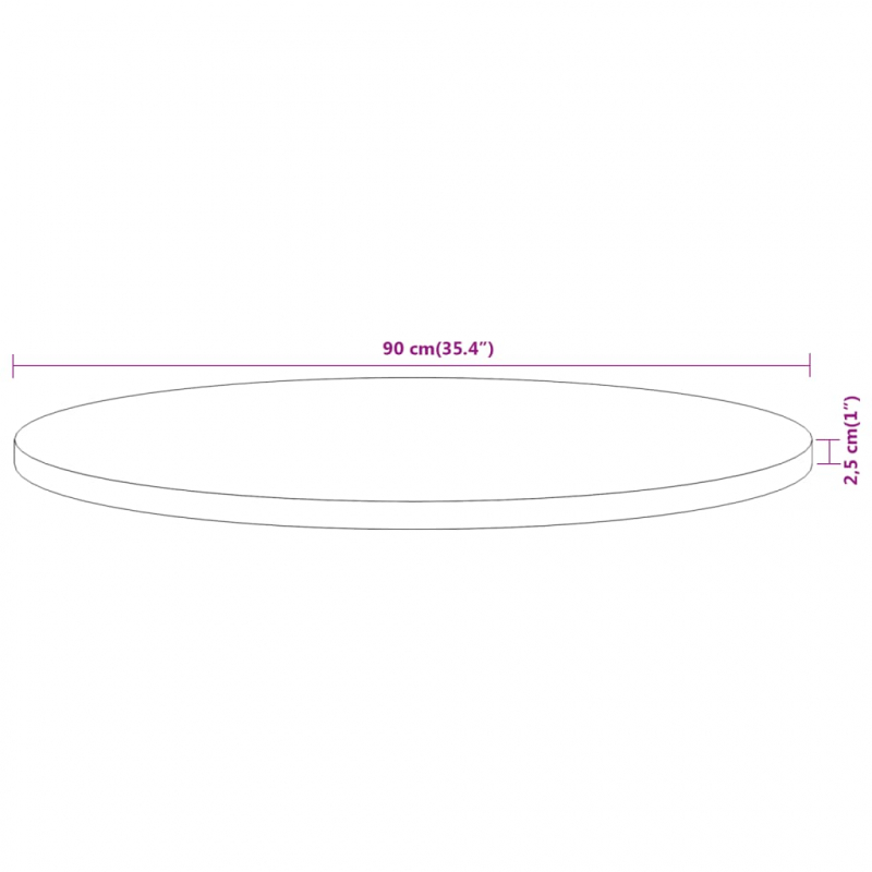 Tischplatte Ø90x2,5 cm Rund Massivholz Akazie