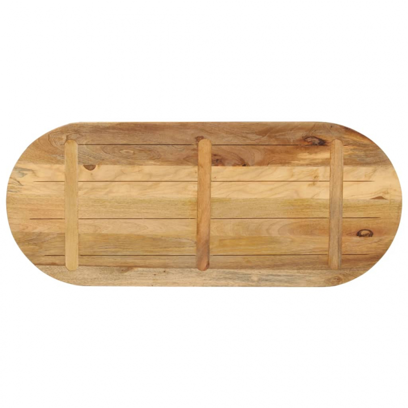 Tischplatte 140x60x2,5 cm Oval Raues Massives Mangoholz