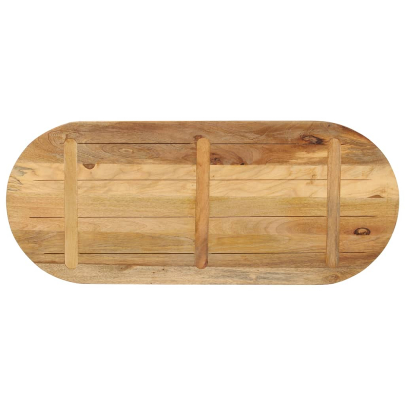 Tischplatte 140x60x3,8 cm Oval Raues Massives Mangoholz