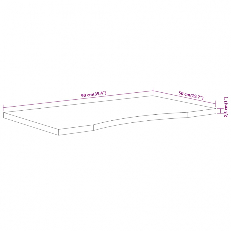 Schreibtischplatte 90x50x2,5 cm Rechteckig Massivholz Akazie