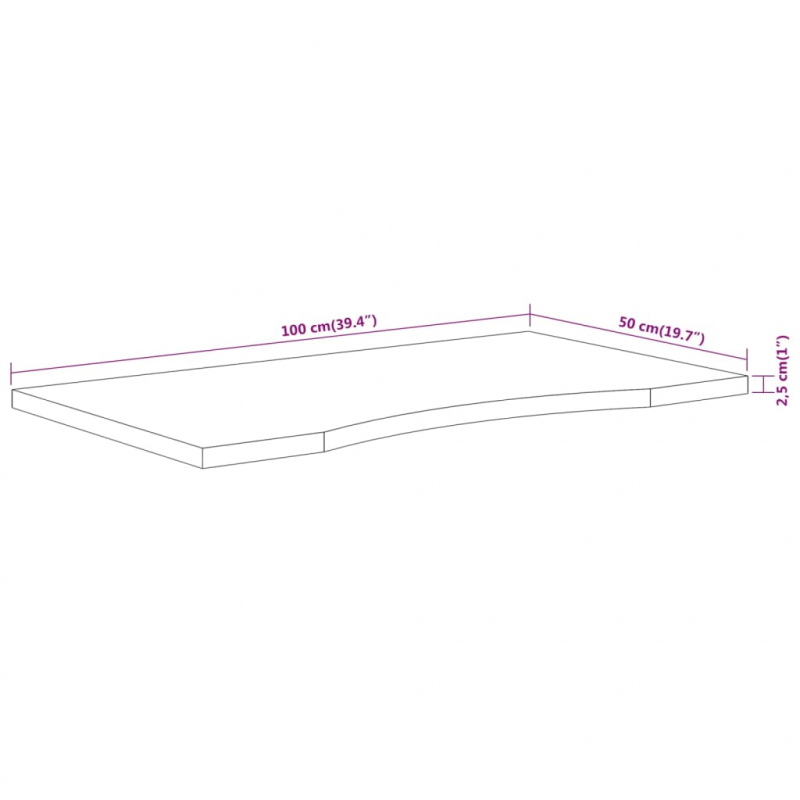 Schreibtischplatte 100x50x2,5 cm Rechteckig Massivholz Akazie