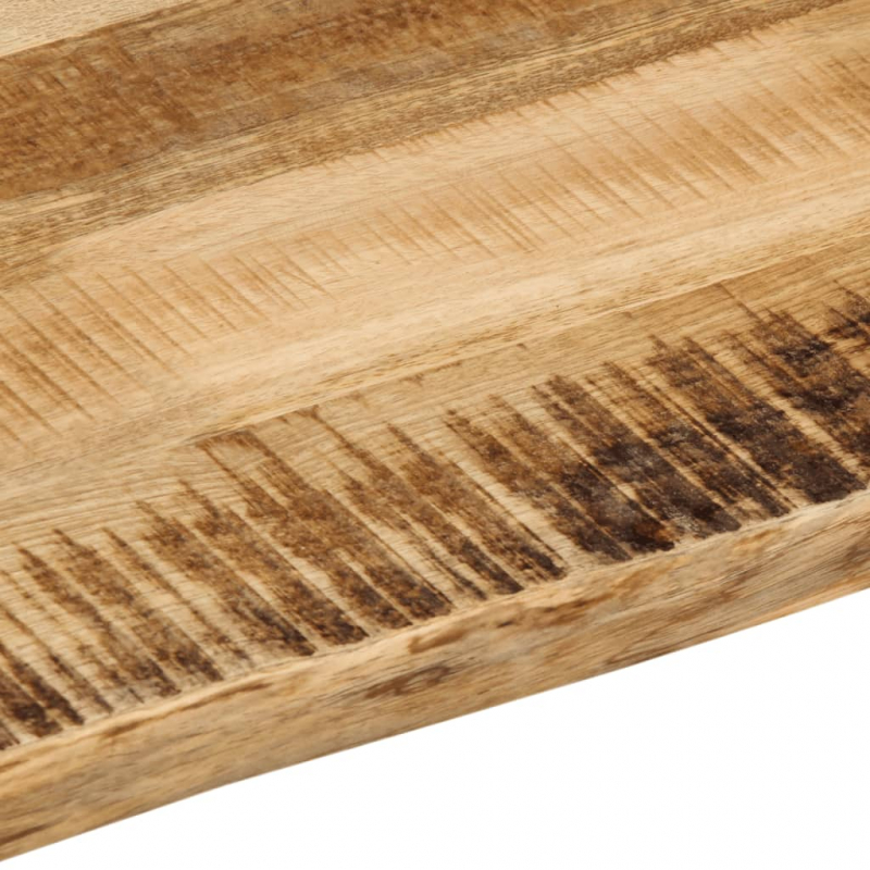 Tischplatte mit Baumkante 40x40x2,5 cm Raues Mango Massivholz