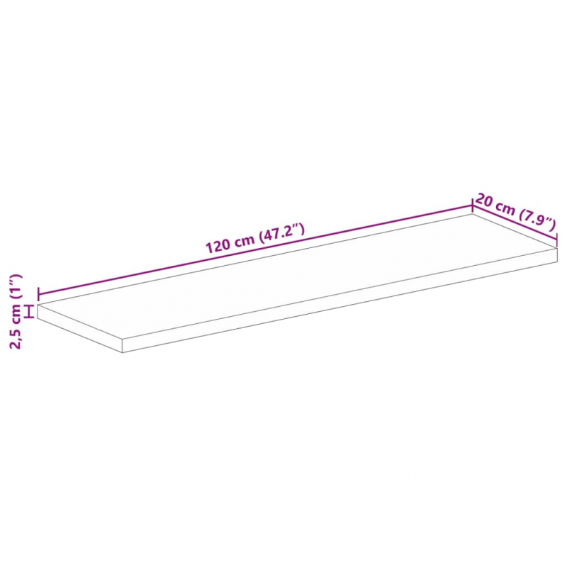 Tischplatte 120x20x2,5 cm Rechteckig Altholz Massiv