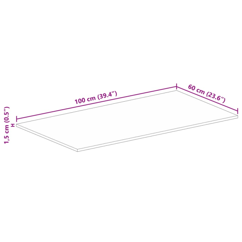 Tischplatte 100x60x1,5 cm Rechteckig Altholz Massiv