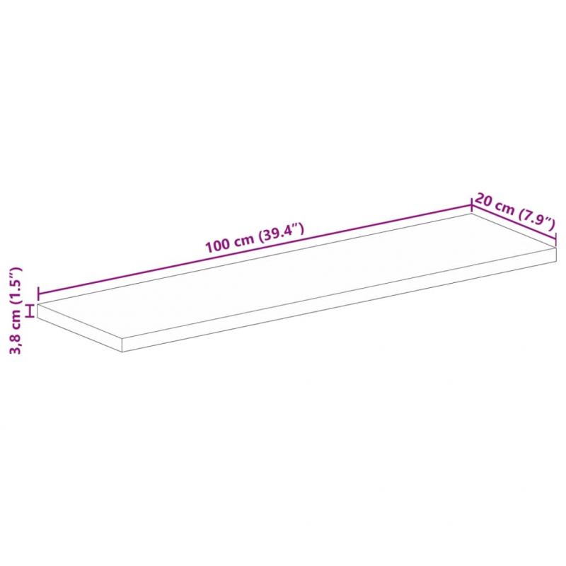 Tischplatte 100x20x3,8 cm Rechteckig Altholz Massiv