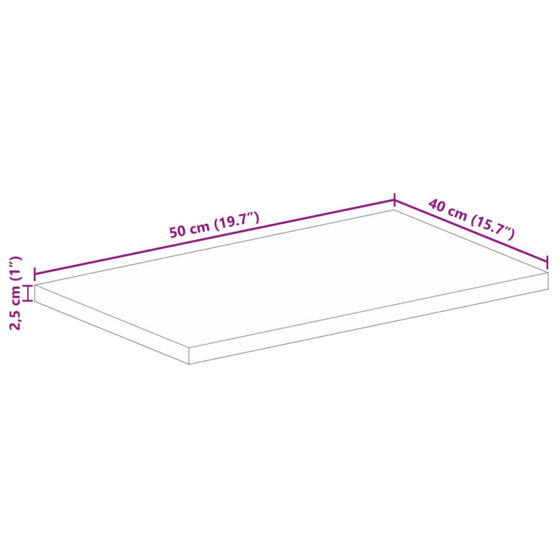 Tischplatte 50x40x2,5 cm Rechteckig Massivholz Mango