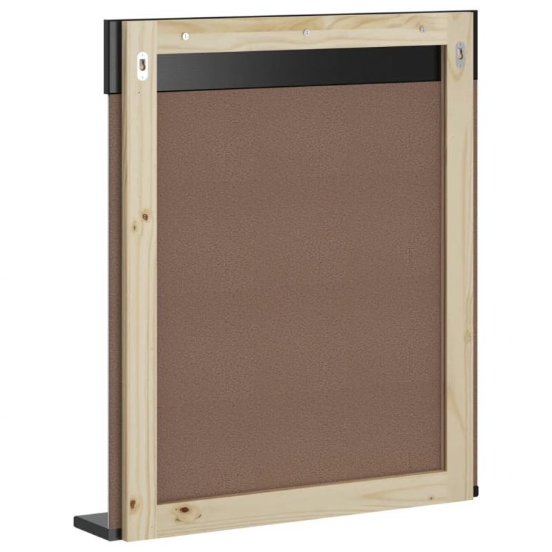 Badspiegel mit Ablage BERG Schwarz 60x12x70 cm Massivholz