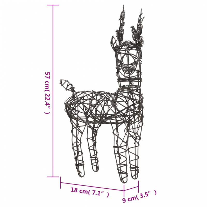 LED-Rentiere mit Schlitten 160 LEDs Warmweiß Rattan