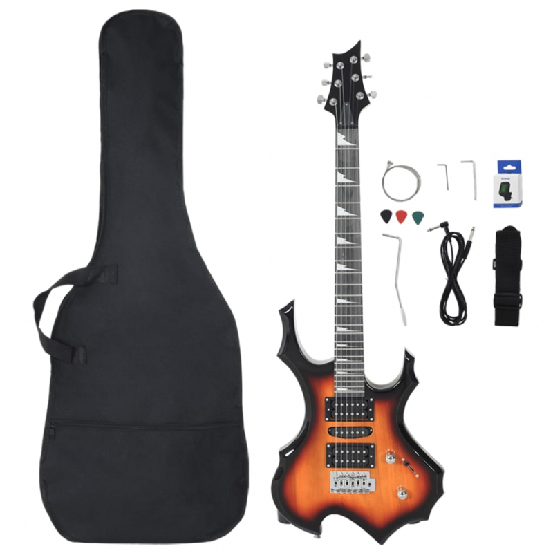 E-Gitarre für Anfänger mit Tasche Braun und Schwarz 4/4 39