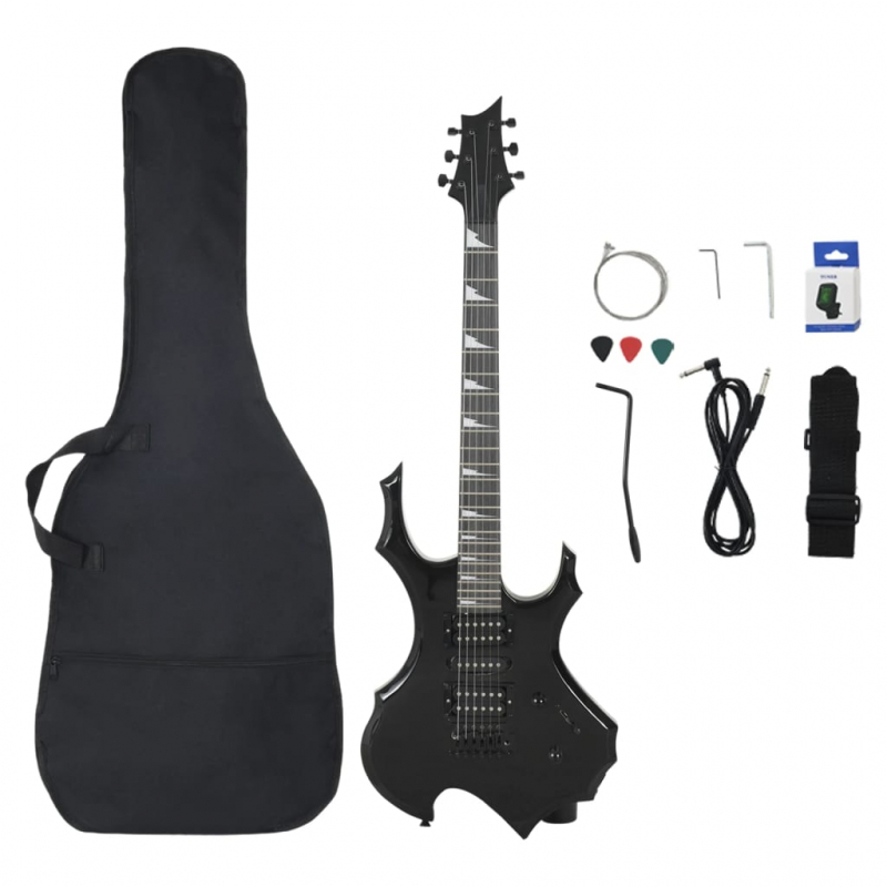 E-Gitarre für Anfänger mit Tasche Schwarz 4/4 39