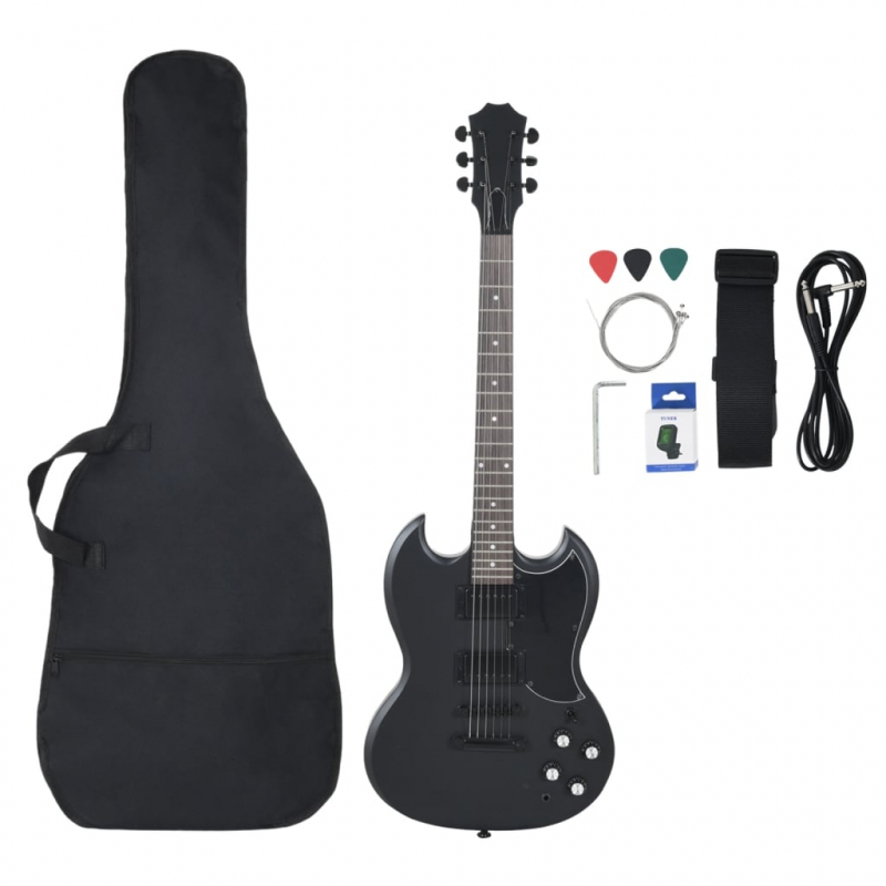 E-Gitarre für Anfänger mit Tasche Schwarz 4/4 39