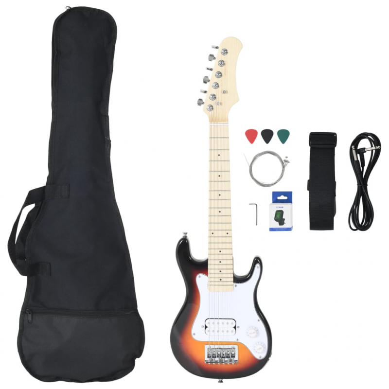 E-Gitarre für Kinder mit Tasche Braun und Weiß 3/4 30