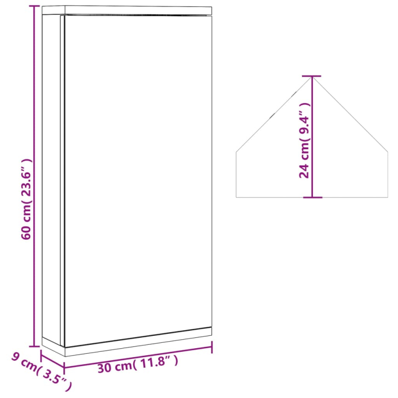 Eck-Spiegelschrank Grau 30x24x60 cm