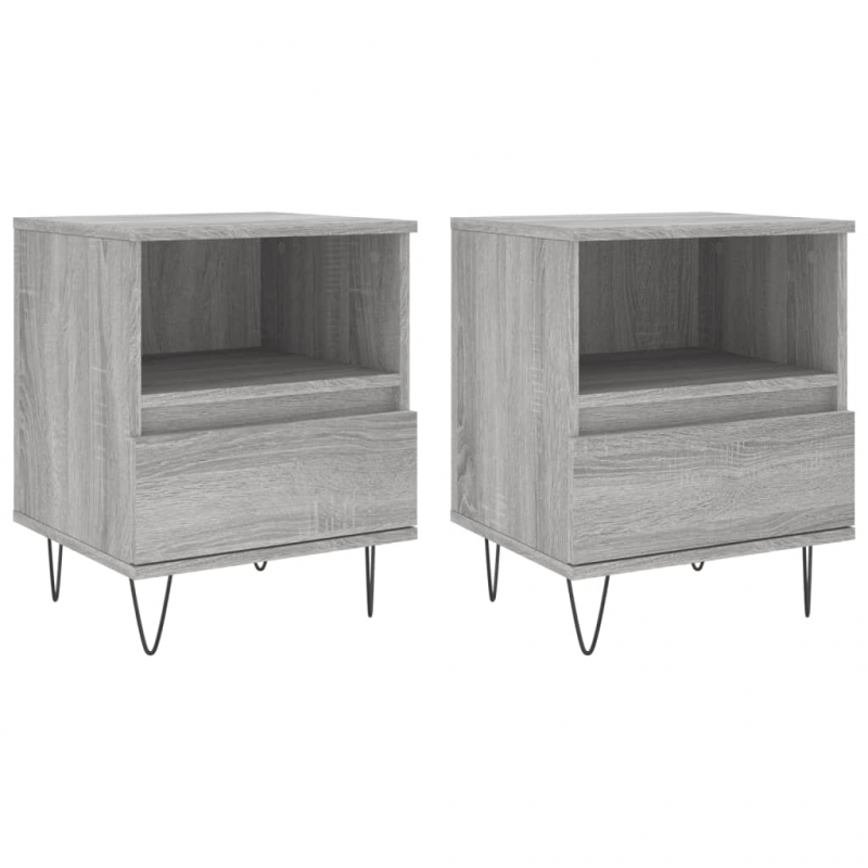Nachttische 2 Stk. Grau Sonoma 40x35x50 cm Holzwerkstoff
