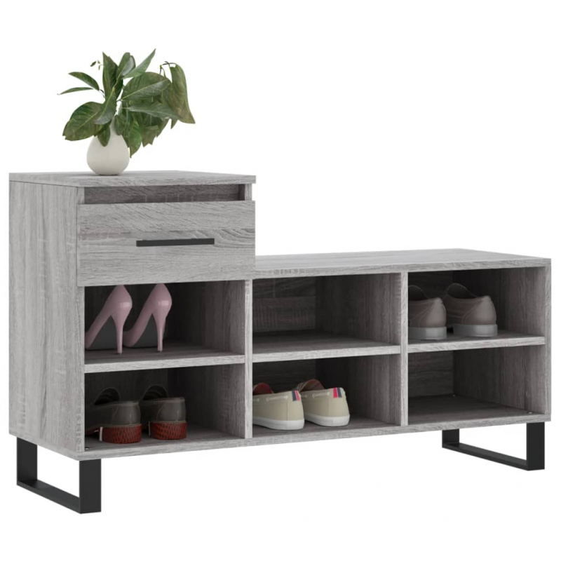 Schuhregal Grau Sonoma 102x36x60 cm Holzwerkstoff