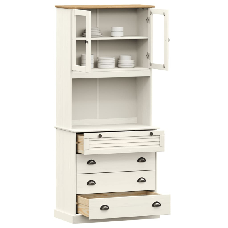 Highboard VIGO Weiß 80x40x176 cm Massivholz Kiefer