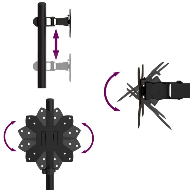 Tischhalterung für 2 Monitore Schwarz Stahl VESA 75/100 mm