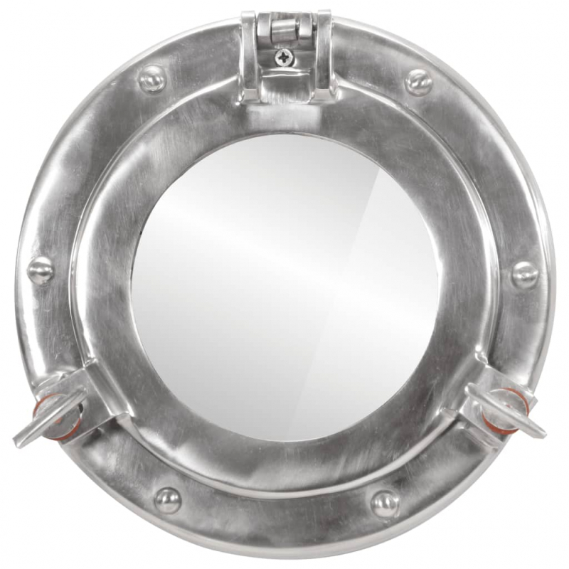 Bullaugen-Spiegel Wandmontage Ø23 cm Aluminium und Glas