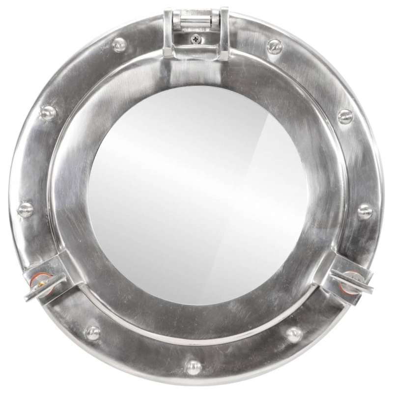 Bullaugen-Spiegel Wandmontage Ø30 cm Aluminium und Glas