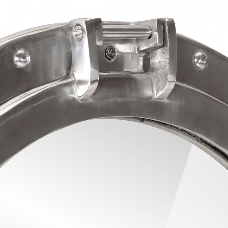 Bullaugen-Spiegel Wandmontage Ø30 cm Aluminium und Glas