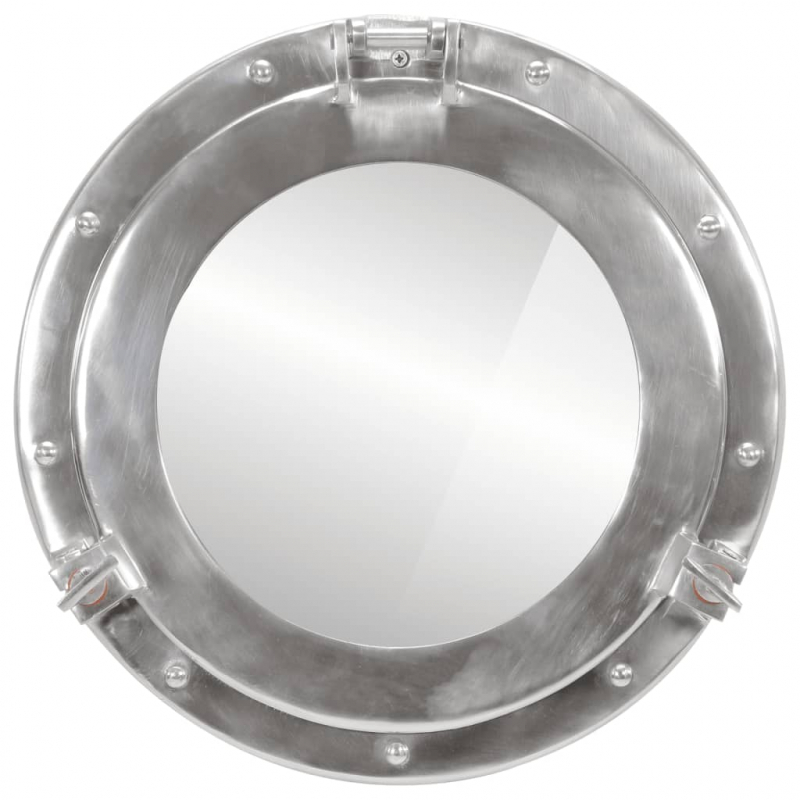 Bullaugen-Spiegel Wandmontage Ø38 cm Aluminium und Glas