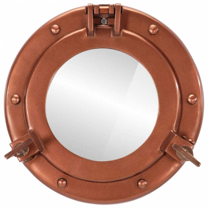 Bullaugen-Spiegel Wandmontage Ø23 cm Aluminium und Glas