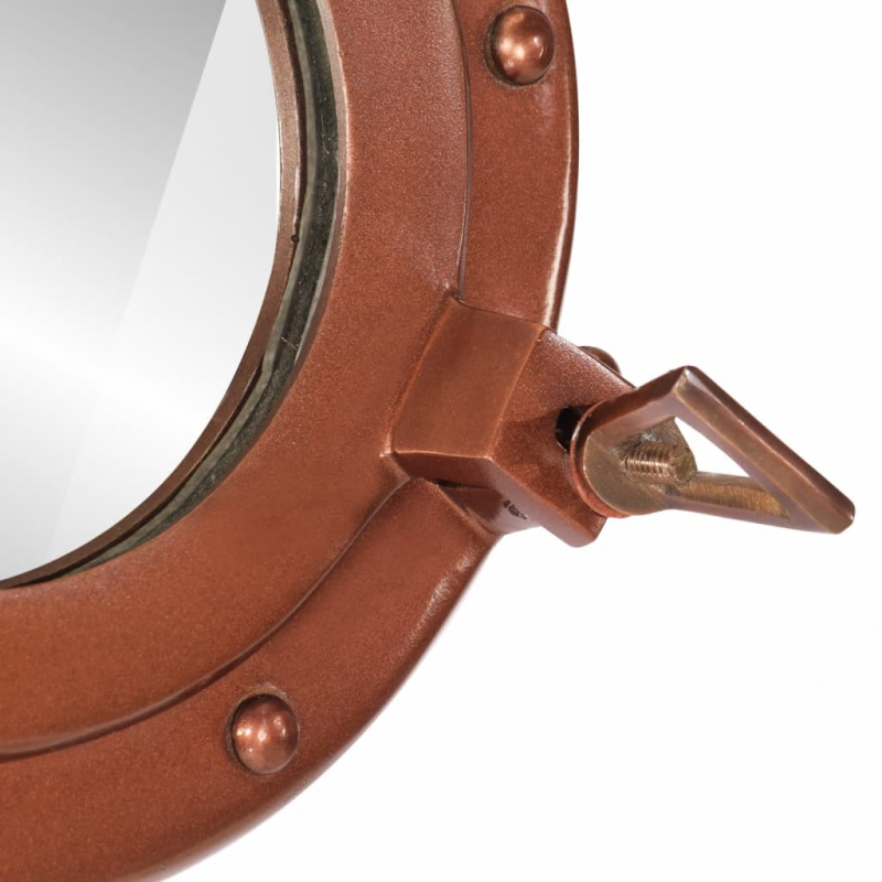 Bullaugen-Spiegel Wandmontage Ø23 cm Aluminium und Glas
