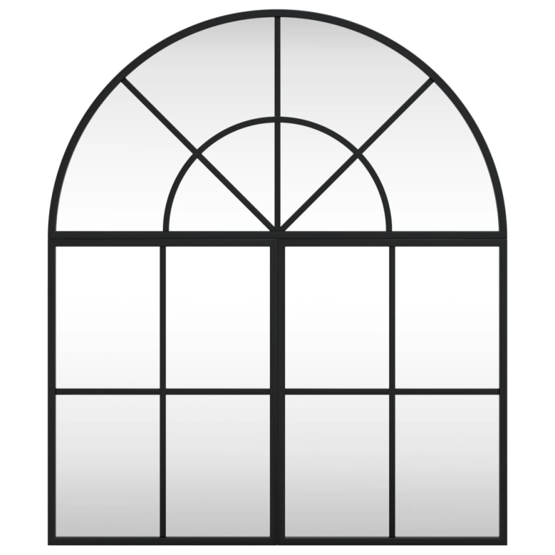 Wandspiegel Schwarz 60x70 cm Gewölbt Eisen