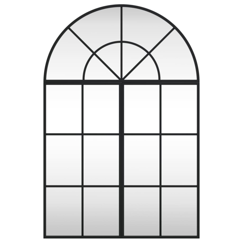 Wandspiegel Schwarz 60x90 cm Gewölbt Eisen