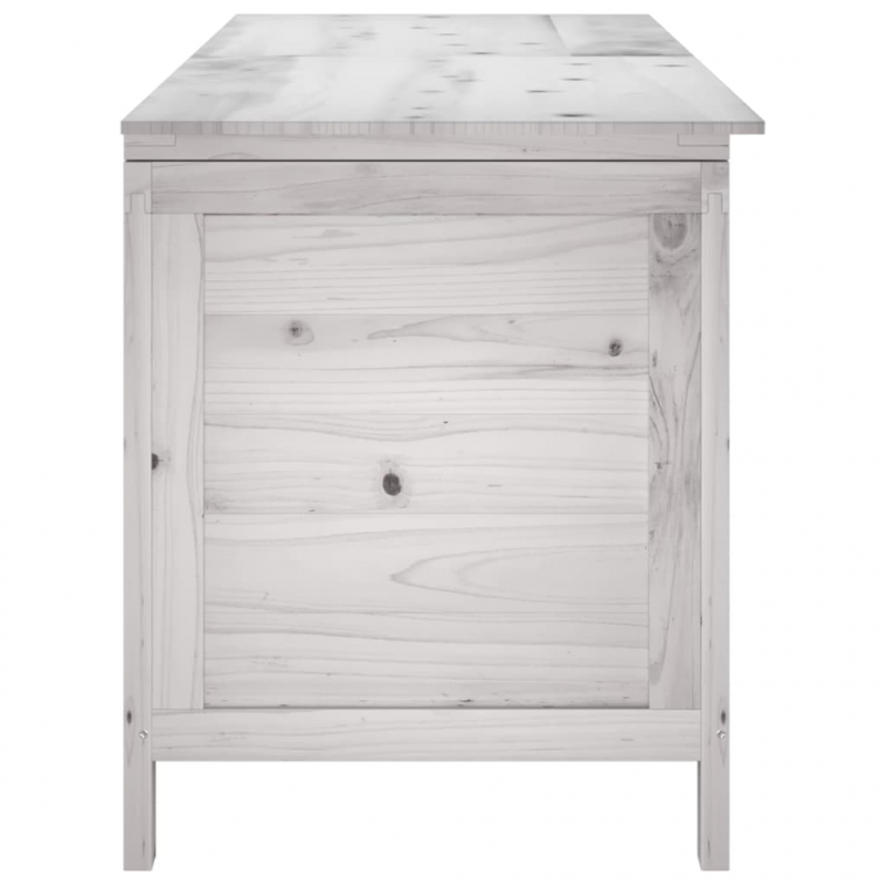 Gartentruhe Weiß 150x50x56,5 cm Massivholz Tanne