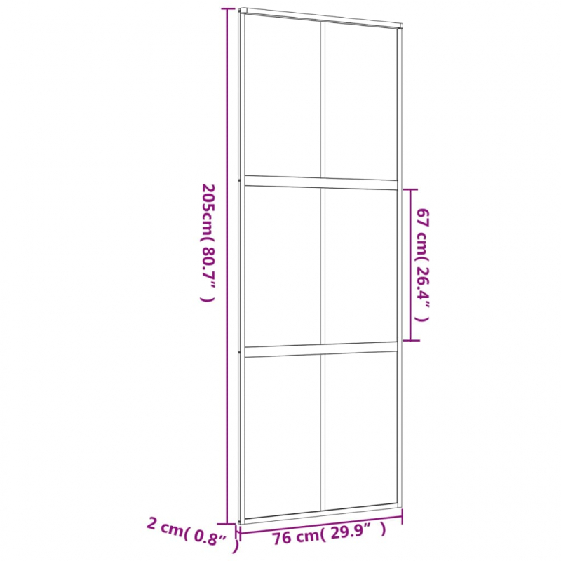 Schiebetür Golden 76x205 cm ESG-Klarglas und Aluminium