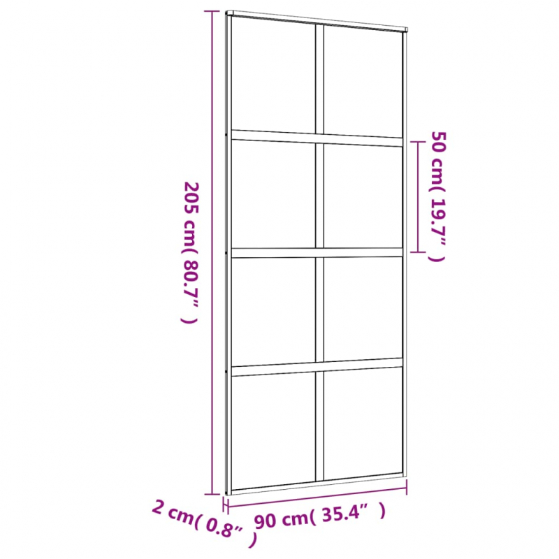 Schiebetür Golden 90x205 cm Matt ESG-Glas und Aluminium