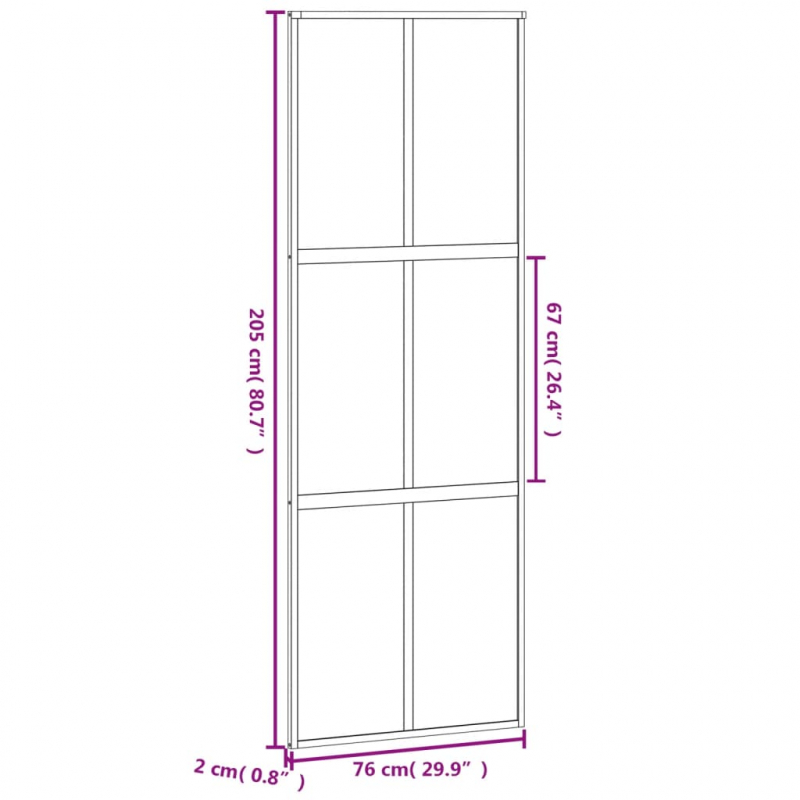 Schiebetür Schwarz 76x205 cm Hartglas und Aluminium