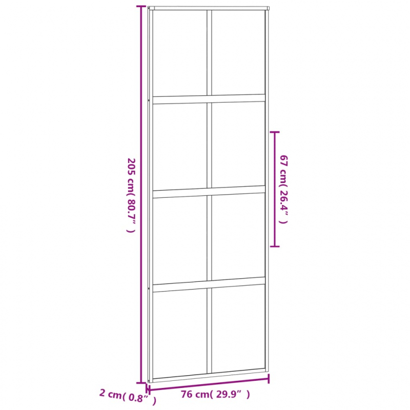 Schiebetür Schwarz 76x205 cm Hartglas und Aluminium