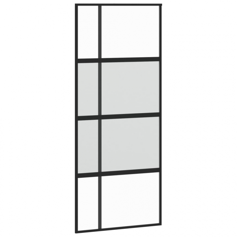 Schiebetür Schwarz 90x205 cm Hartglas und Aluminium