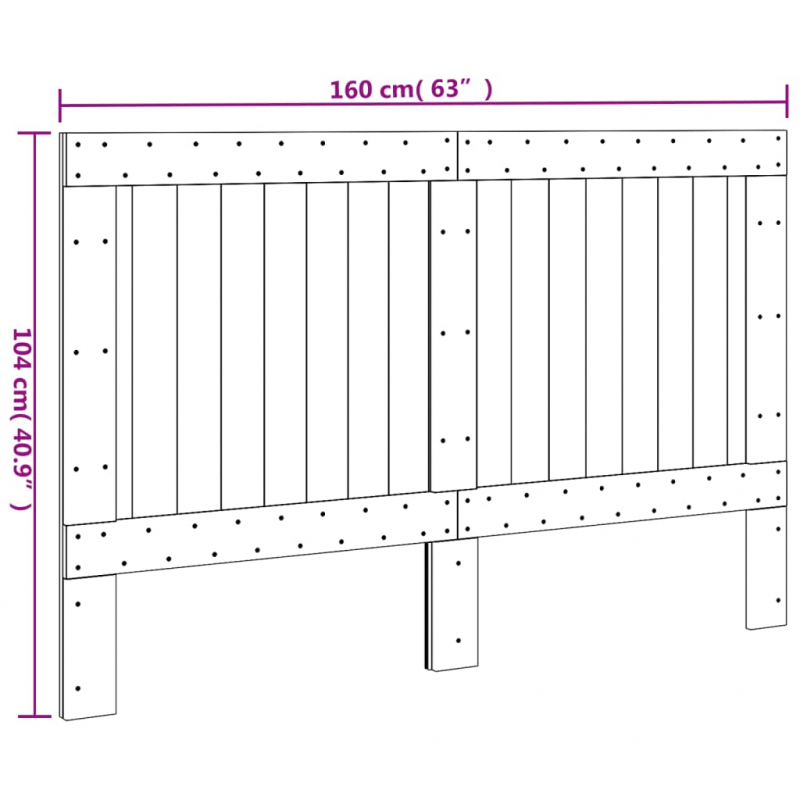 Kopfteil 160x104 cm Massivholz Kiefer