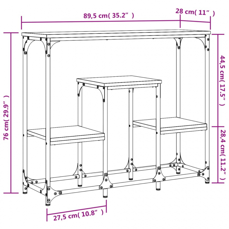 Konsolentisch Schwarz 89,5x28x76 cm Holzwerkstoff