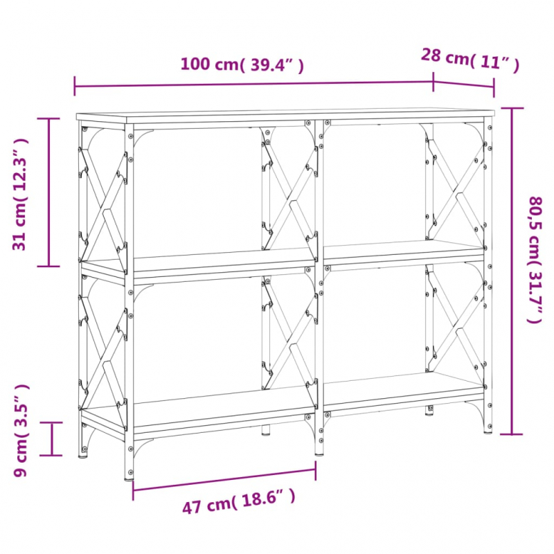 Konsolentisch Räuchereiche 100x28x80,5 cm Holzwerkstoff