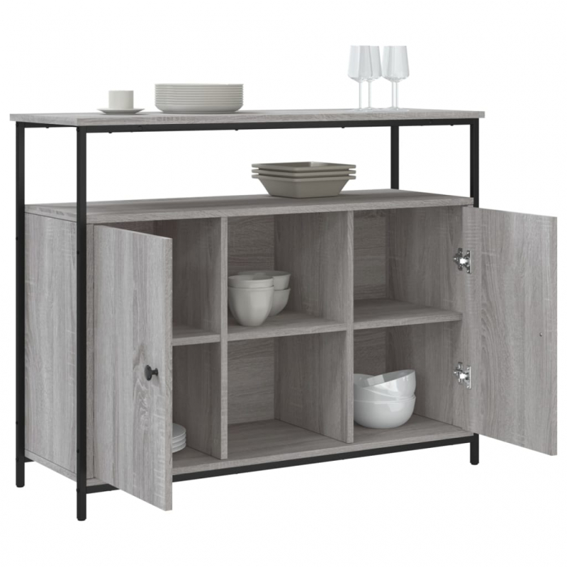 Sideboard Grau Sonoma 100x35x80 cm Holzwerkstoff