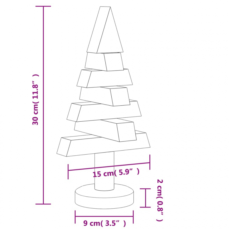 Deko-Weihnachtsbäume 2 Stk. Holz 30 cm Massivholz Kiefer