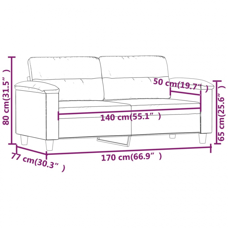 2-Sitzer-Sofa Taupe 140 cm Mikrofasergewebe