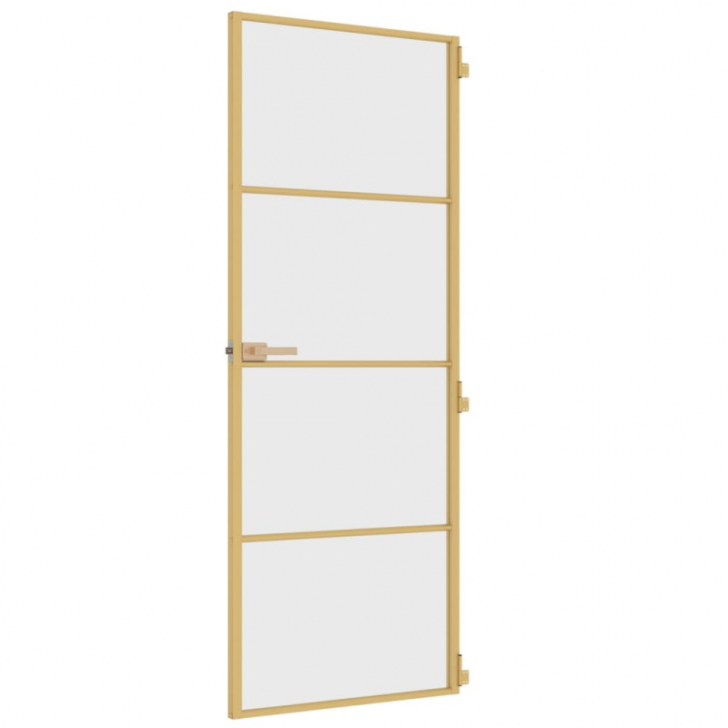 Innentür Schlank Golden 76x201,5 cm Hartglas und Aluminium