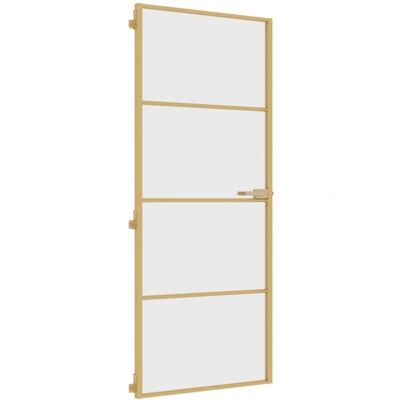 Innentür Schlank Golden 83x201,5 cm Hartglas und Aluminium