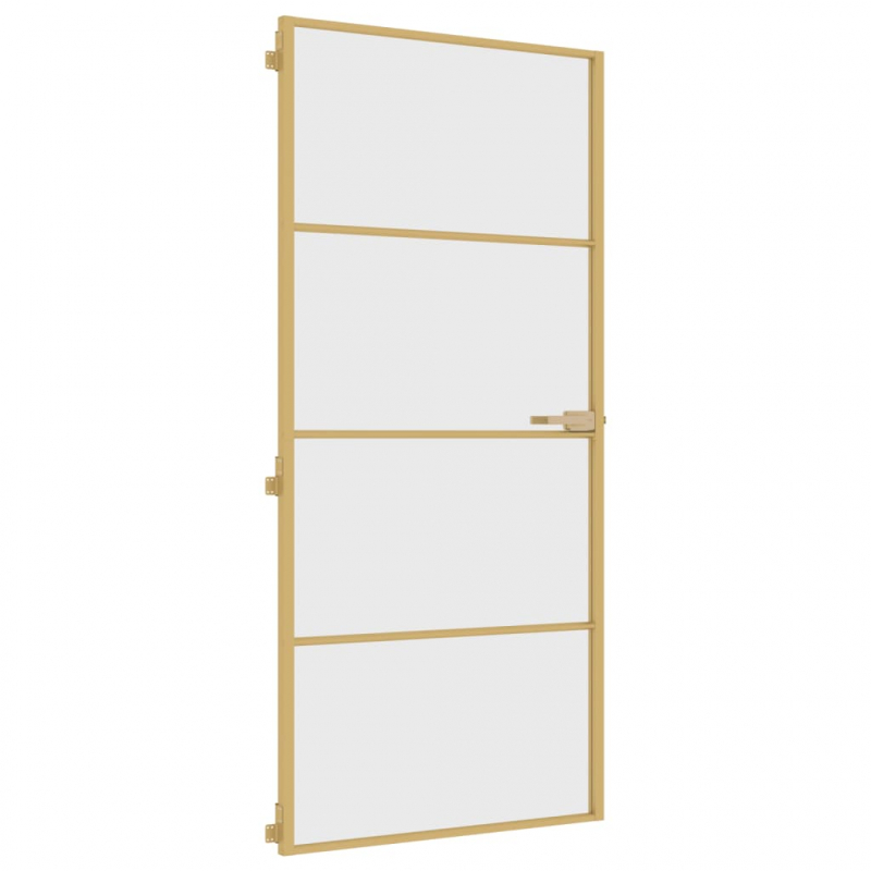 Innentür Schlank Golden 93x201,5 cm Hartglas und Aluminium