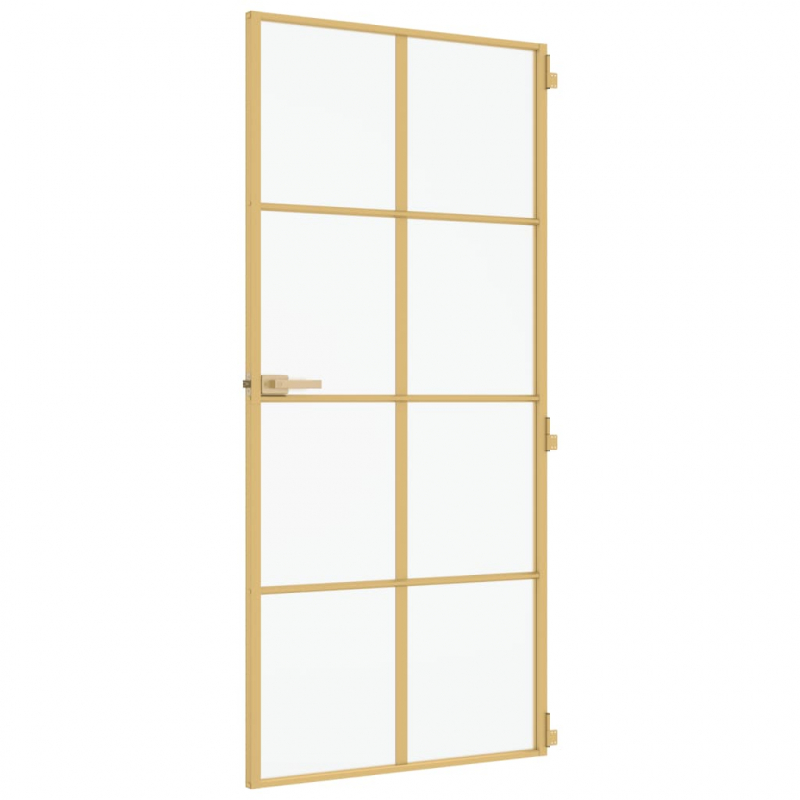 Innentür Schlank Golden 93x201,5 cm Hartglas und Aluminium